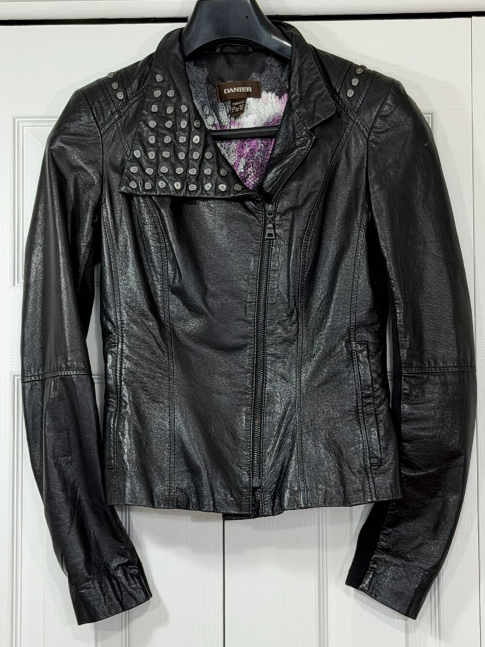 Danier x Raphael Asymmetrical Studded Leather Jacket - Picture 1 of 13